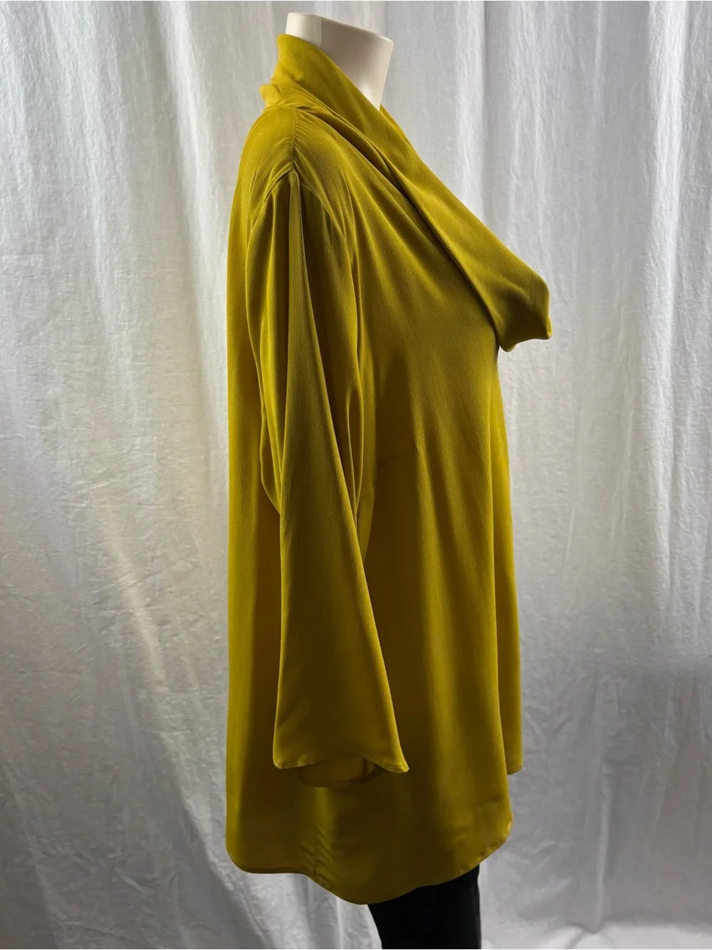 Elena Miro Yellow Mustard Silk Draped Neck Top Size 18 - Picture 3 of 11